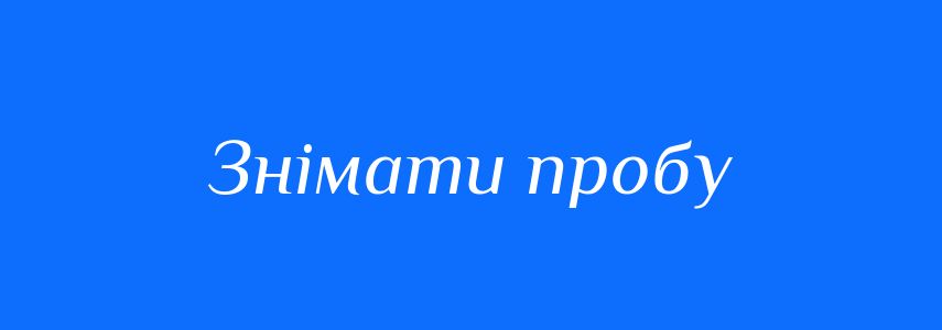 Синоніми до слова Знімати пробу