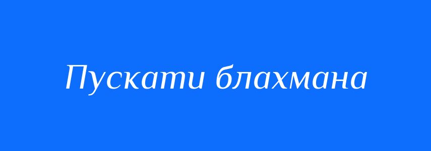 Синоніми до слова Пускати блахмана